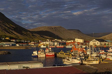 Ansicht des Hafens von Patreksfjörður