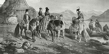 Islandpferde in einer historischen Illustration